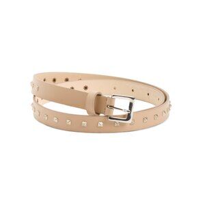 MARTINA MORI Beige Made In Italy Leather Stud Embellished Belt